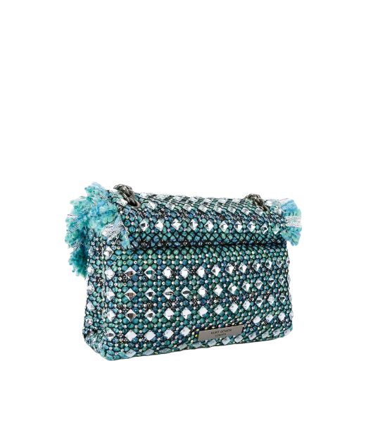 Tweed Mini Kensington Tourquese Crssbody Bag
