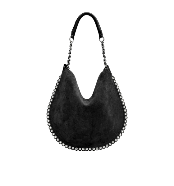 Black/Silver Oskan Hobo Soft Shoulder Bag
