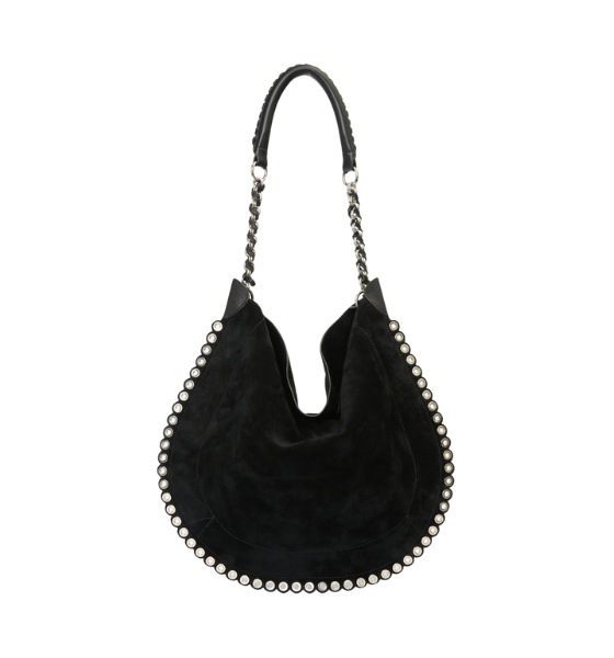 Black/Silver Oskan Hobo Soft Shoulder Bag