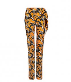 Pastel Orange Lily Flower Fitted Pantalons