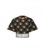 Black Suns Fringed Crop Top