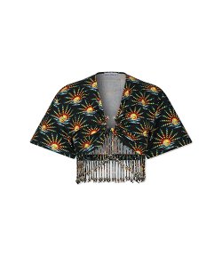 Black Suns Fringed Crop Top