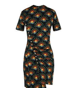Black Suns Short Pleated Dress
