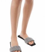 Black Anya Crystal Flat Slide
