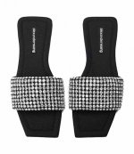 Black Anya Crystal Flat Slide