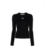 Long Sleeve Crewneck With Logo Patch Top