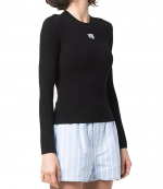 Long Sleeve Crewneck With Logo Patch Top