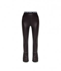 Leggings With Lace Slit Hem