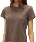 Essential Puff Logo And Bound Neck Jersey Shrunk Washed Cola T-Shirt