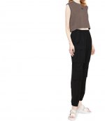 Essential Puff Logo And Bound Neck Jersey Muscle Washed Cola T-Shirt