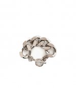 Oversized Silver Tone Logo Grid Chain Bracelet