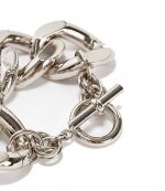 Oversized Silver Tone Logo Grid Chain Bracelet