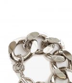 Oversized Silver Tone Logo Grid Chain Bracelet