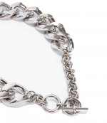 Oversized Logo Silver Tone Grid Chain Necklace