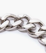 Oversized Logo Silver Tone Grid Chain Necklace