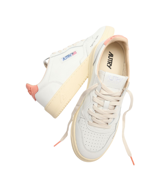 White/Peach Leather Medalist Low Wom