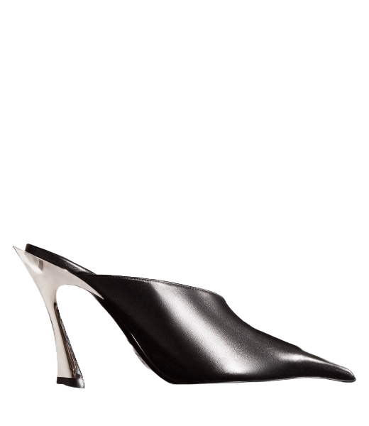 Black Leather Fang 95 Mules