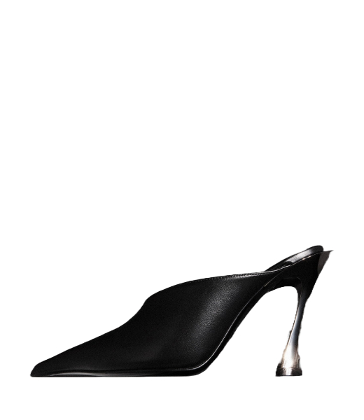 Black Leather Fang 95 Mules
