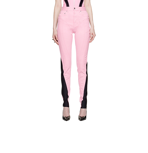 Bi Material Pink Black Spiral Jean