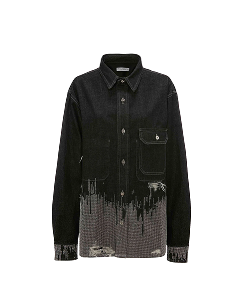 Black Studded Denim Workwear Jacket