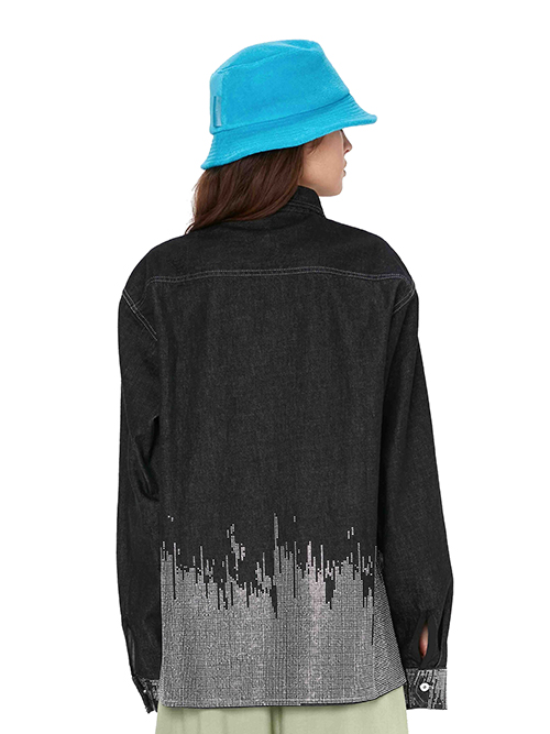 Black Studded Denim Workwear Jacket