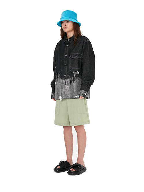 Black Studded Denim Workwear Jacket