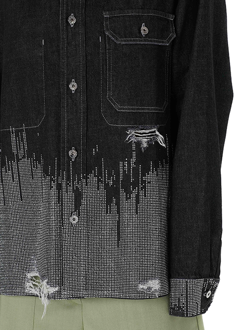 Black Studded Denim Workwear Jacket