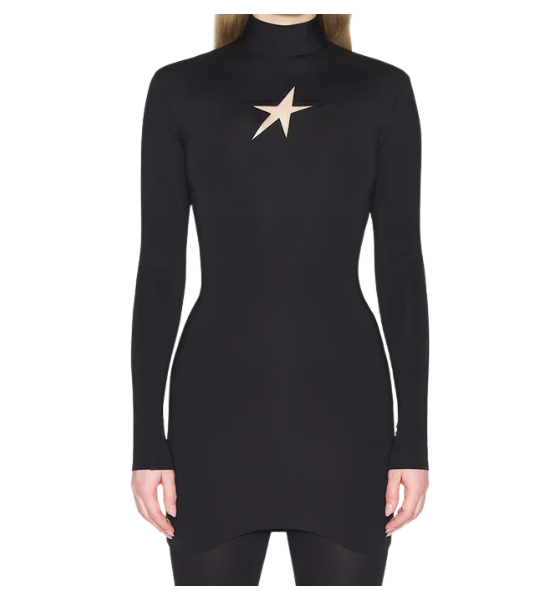 Black Longsleeve Cut-Out Star Mini Dress