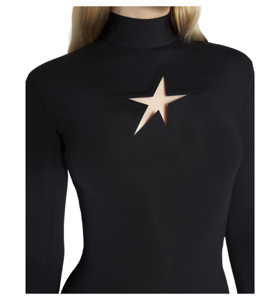 Black Longsleeve Cut-Out Star Mini Dress