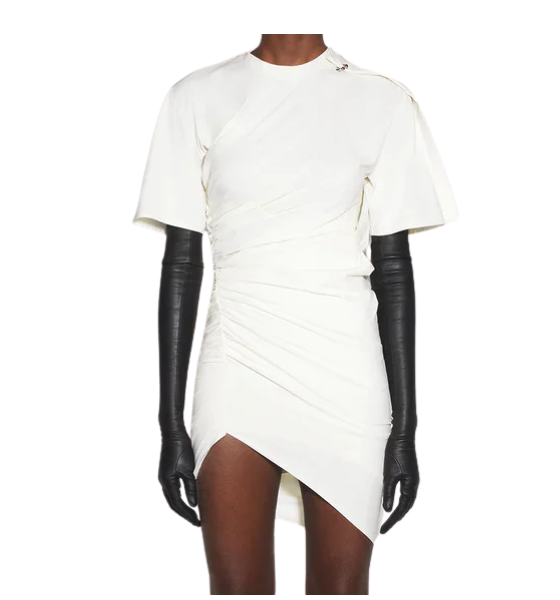 Bone Assymetric Robe Dress