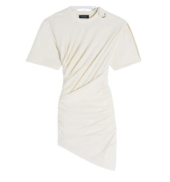 Bone Assymetric Robe Dress