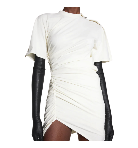 Bone Assymetric Robe Dress