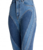 Slited Bi-Material Spiral Jeans