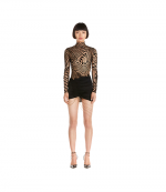Nude Black Suede Stars Top