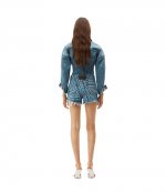 Alexander Wang Logo Print Bite Medium Washed Indigo Shorts