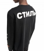 Flaming Skull LS Tee Black White