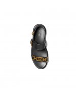 Kailey Black Lug Flat Sandal