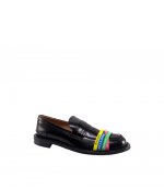 U102 Elastic Mens Calf Antick Black Loafer