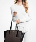 Large Brown Logo Black Tote