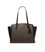 Large Brown Logo Black Tote