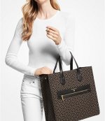 Black Logo Brown Tote Bag