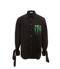 JWA Slime Classic Fit Green Logo Black Shirt