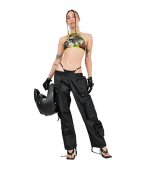 Cargo Pants With Detachable Thong Black