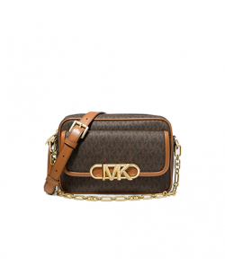 Medium Chain Swag Brown Logo Camera Crossbody