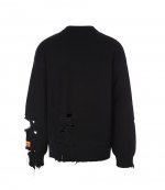 Shredded Knit Crewneck Black White