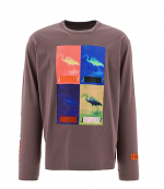 Multi Heron Censored LS Tee Grey Multicolor