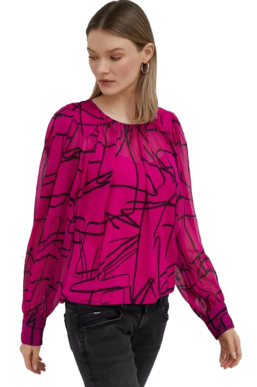 DKNY Fucsia Black Top