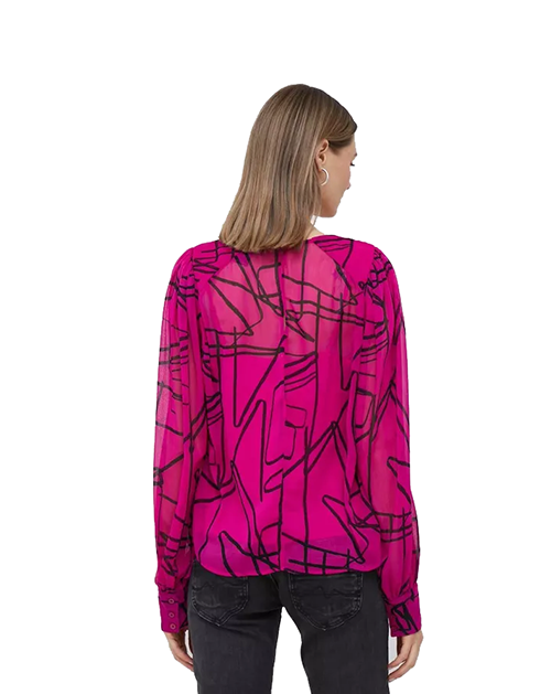 DKNY Fucsia Black Top