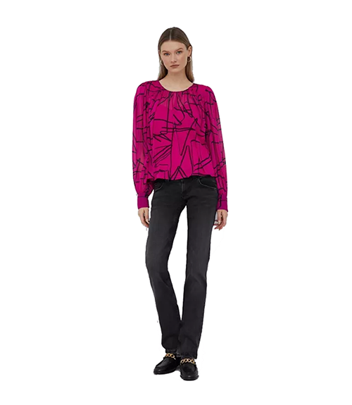 DKNY Fucsia Black Top