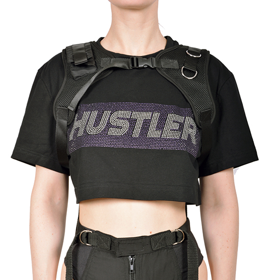 NAMILIA CROP T-SHIRT WITH DETACHABLE CHEST HARNESS